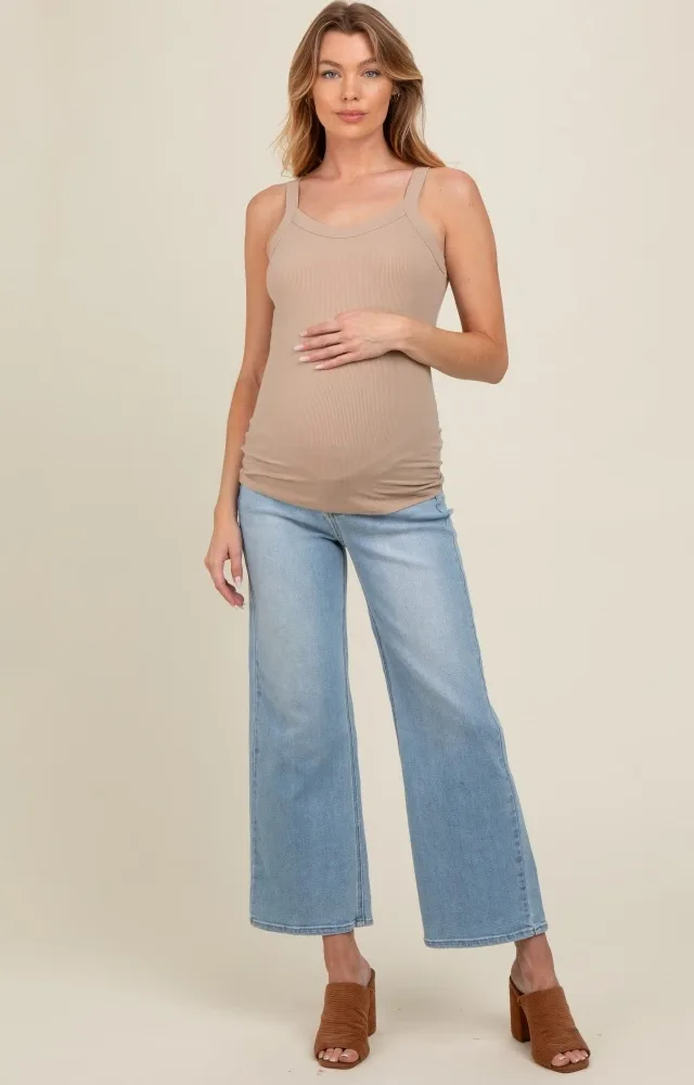 Light Blue Wide Leg Maternity Jeans