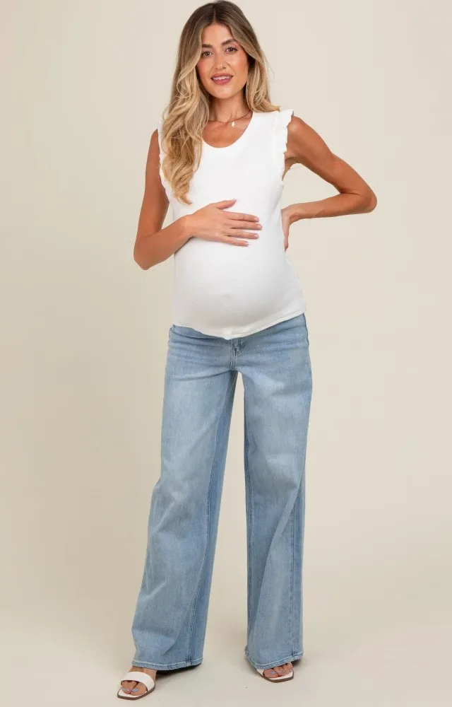 Light Blue Wide Leg Maternity Jeans