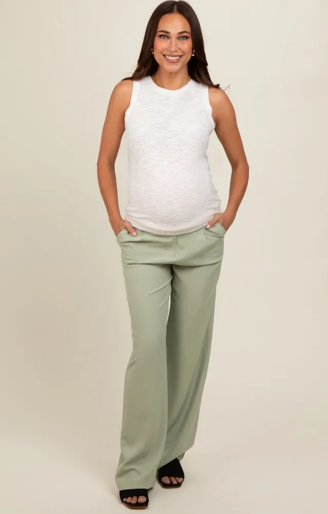 Light Olive Maternity Dress Pants