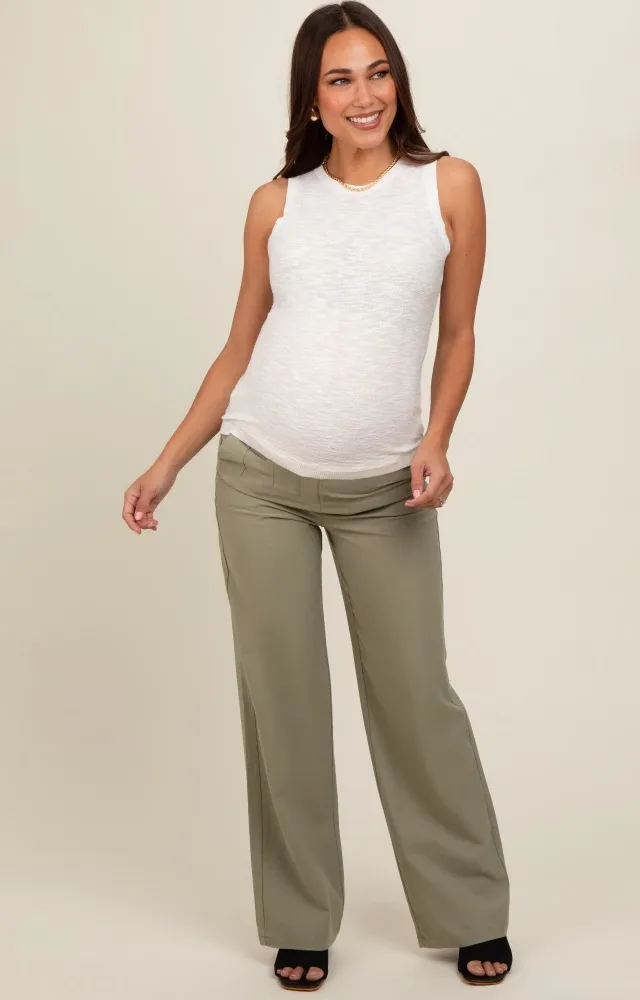 Light Olive Maternity Trousers