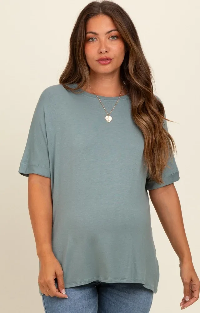 Light Olive Relaxed Fit Maternity T-Shirt