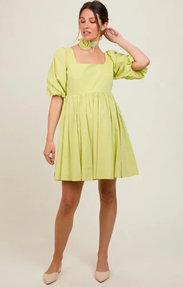 Lime Babydoll Maternity Mini Dress