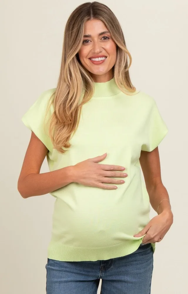 Lime Mock Neck Knit Maternity Top