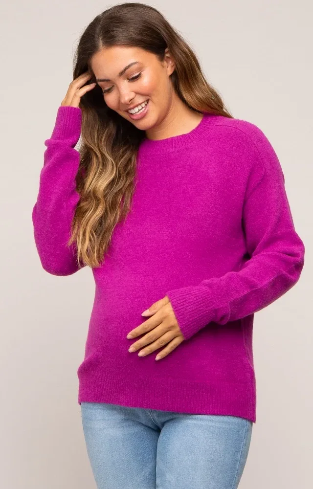 Magenta Basic Maternity Sweater