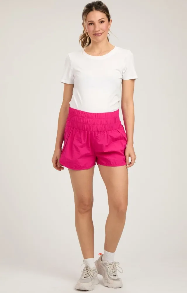 Magenta Curved Hem Active Maternity Shorts