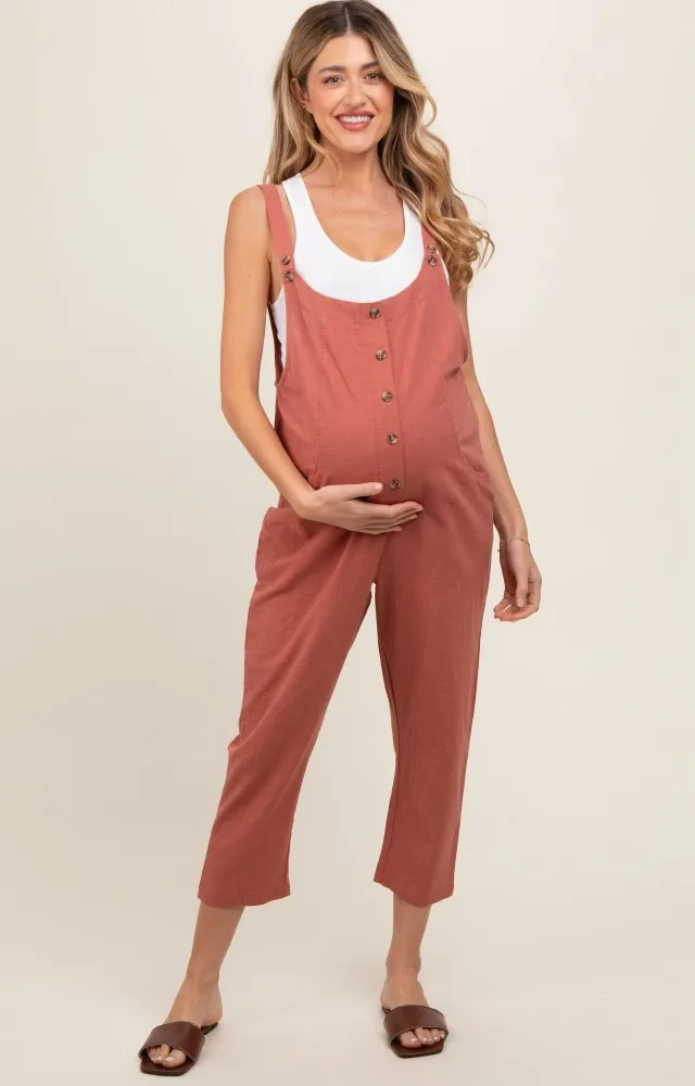 Mauve Button Down Maternity Jumpsuit