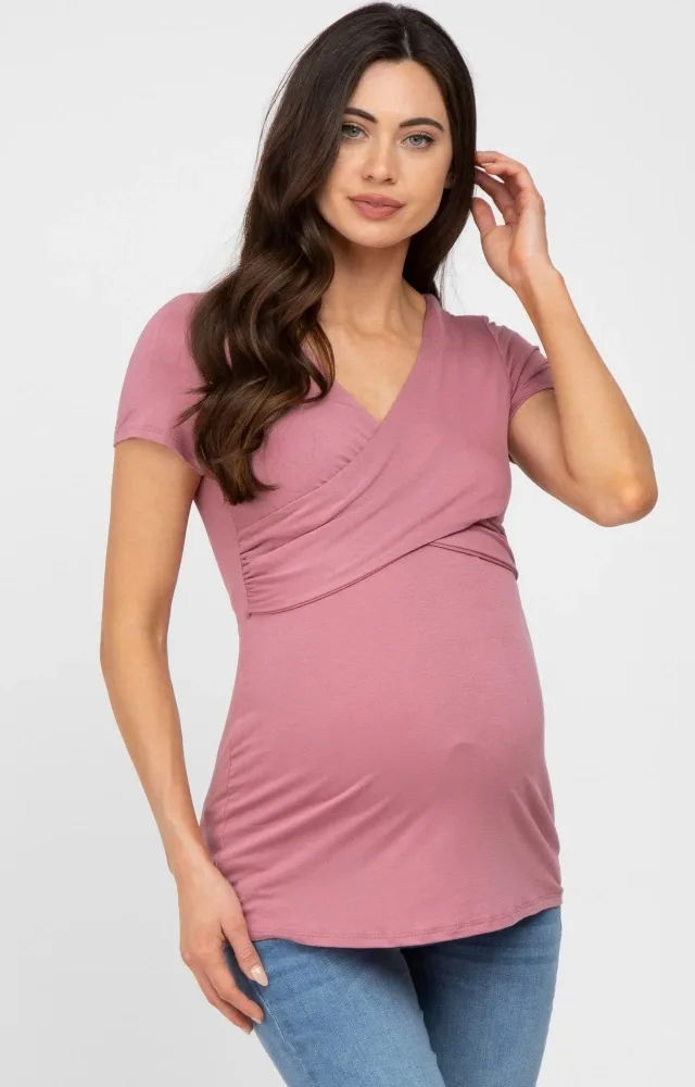 Mauve Crossover Maternity Nursing Top