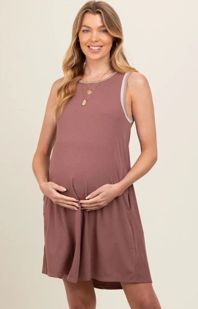 Mauve Foil Detailed Maternity Dress