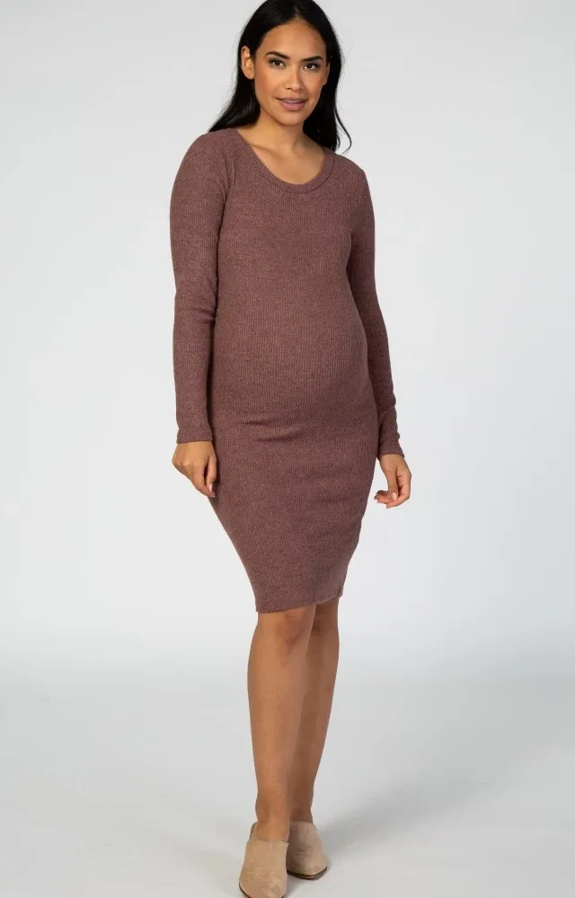 Mauve Knit Maternity Dress