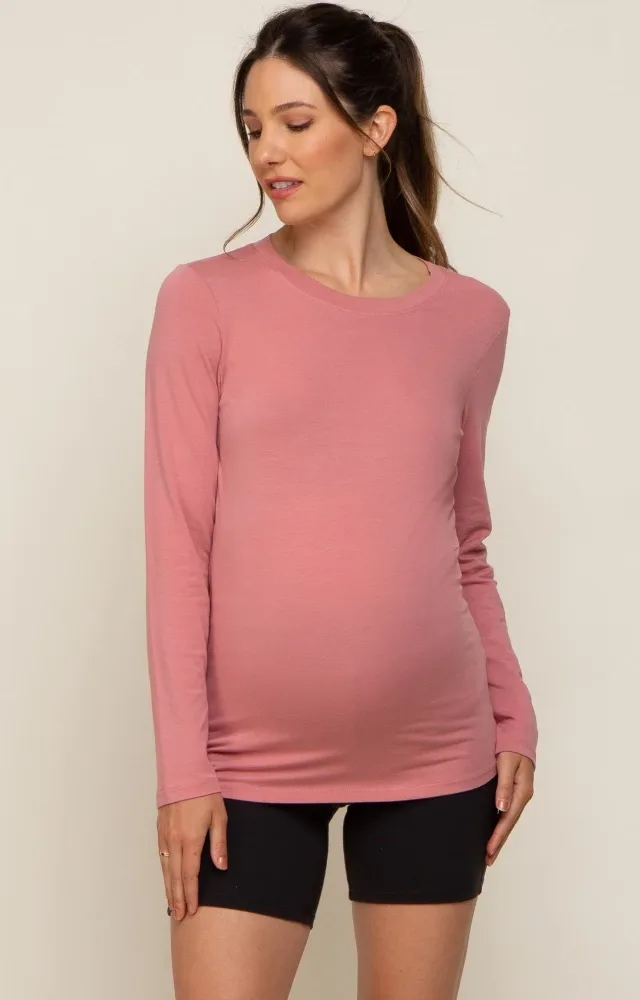 Mauve Long Sleeve Maternity Top