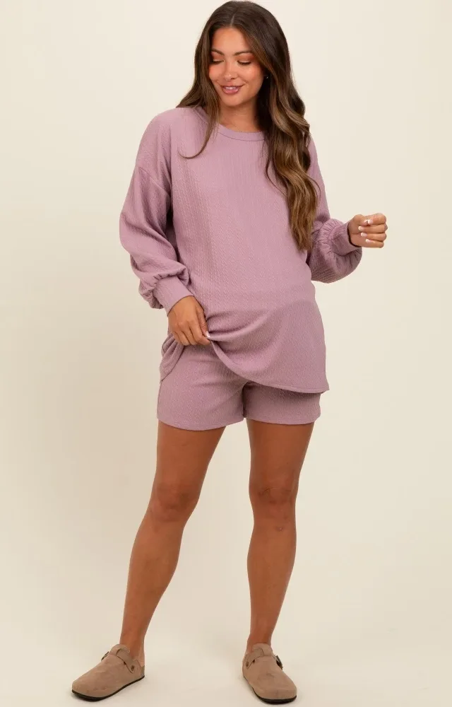 Mauve Long Sleeve Short Maternity Set