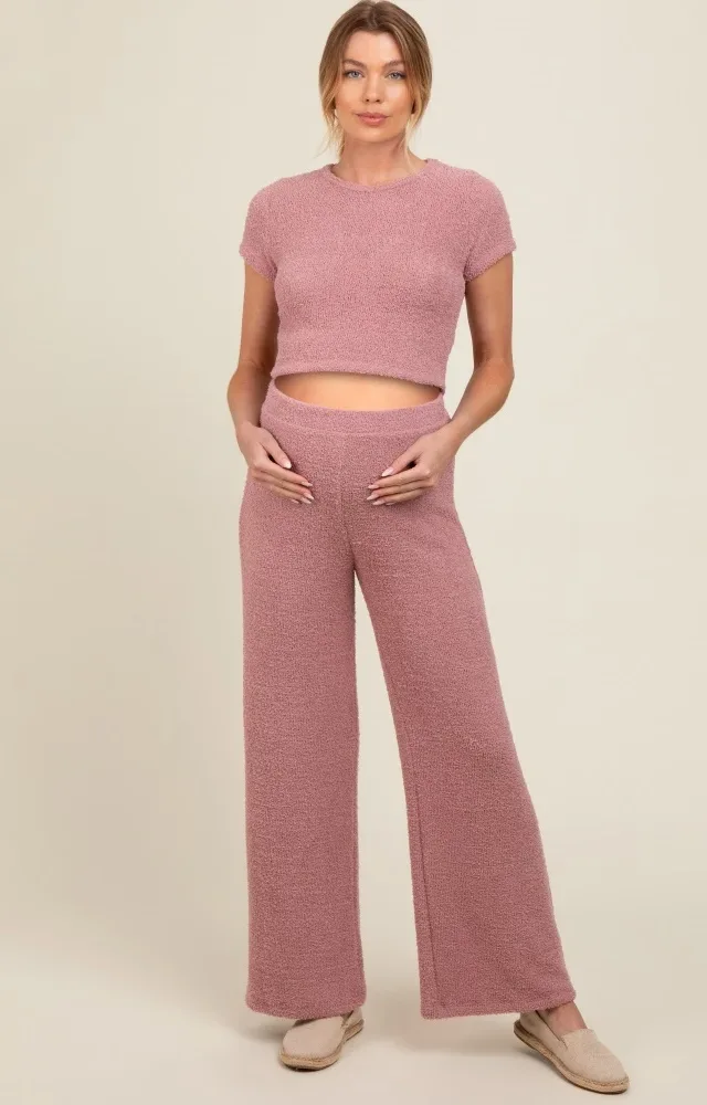 Mauve Short Sleeve Pant Maternity Lounge Set