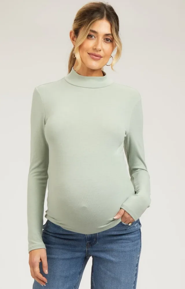 Mint Knit Long Sleeve Maternity Top