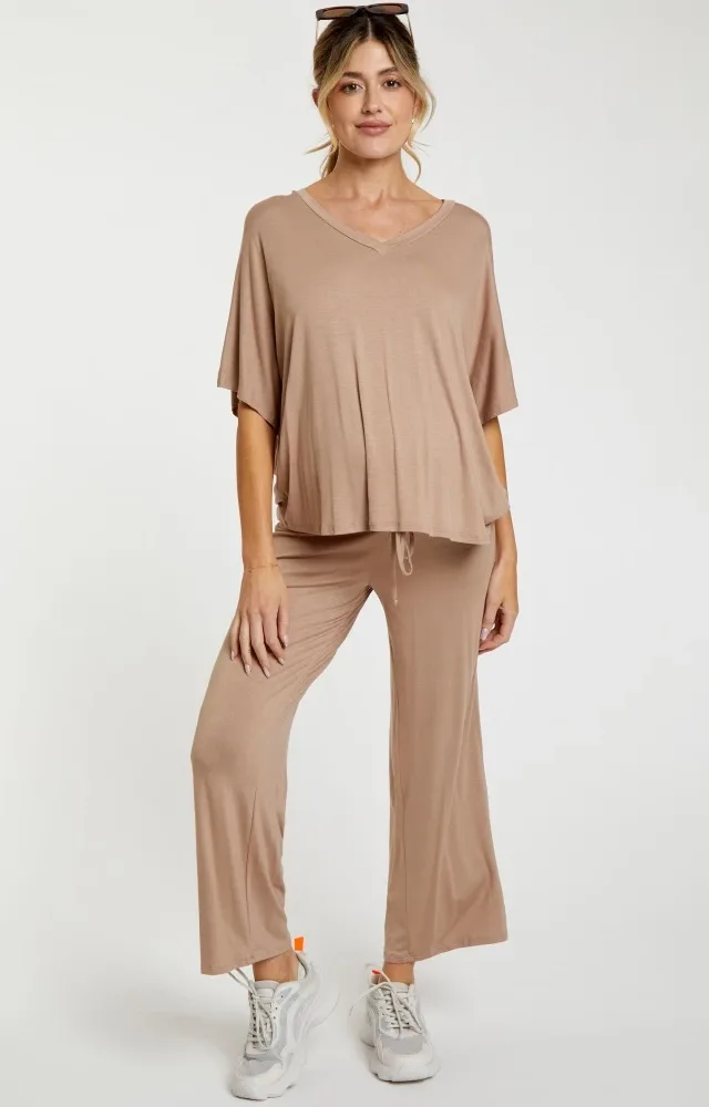 Mocha Cropped Pant Maternity Set