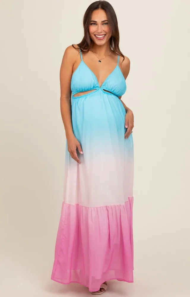 Multi Color Ombre Sleeveless Maternity Dress