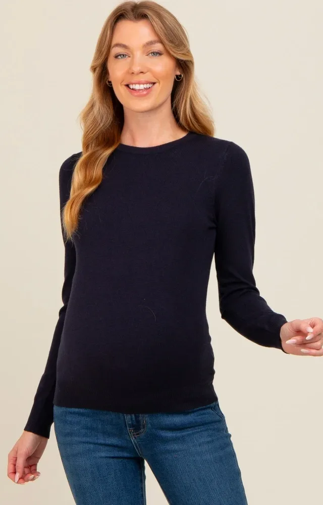 Navy Basic Soft Knit Maternity Sweater