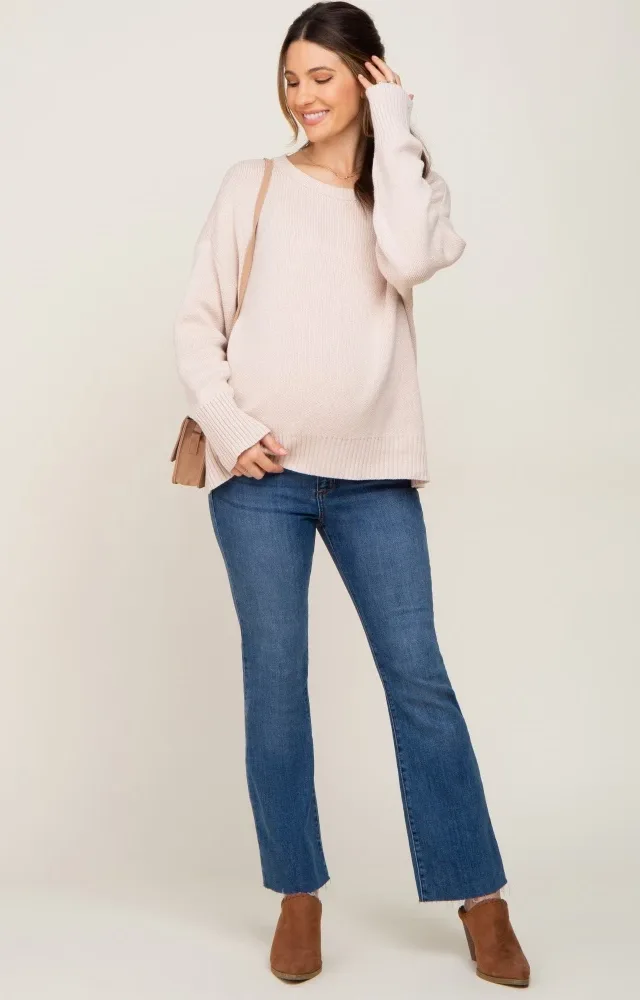 Navy Blue Bootcut Raw Hem Maternity Jean