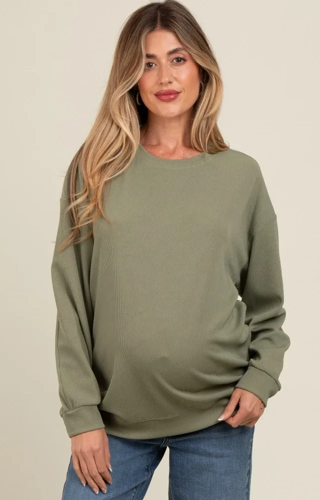 Olive Drop Shoulder Maternity Sweatshirt