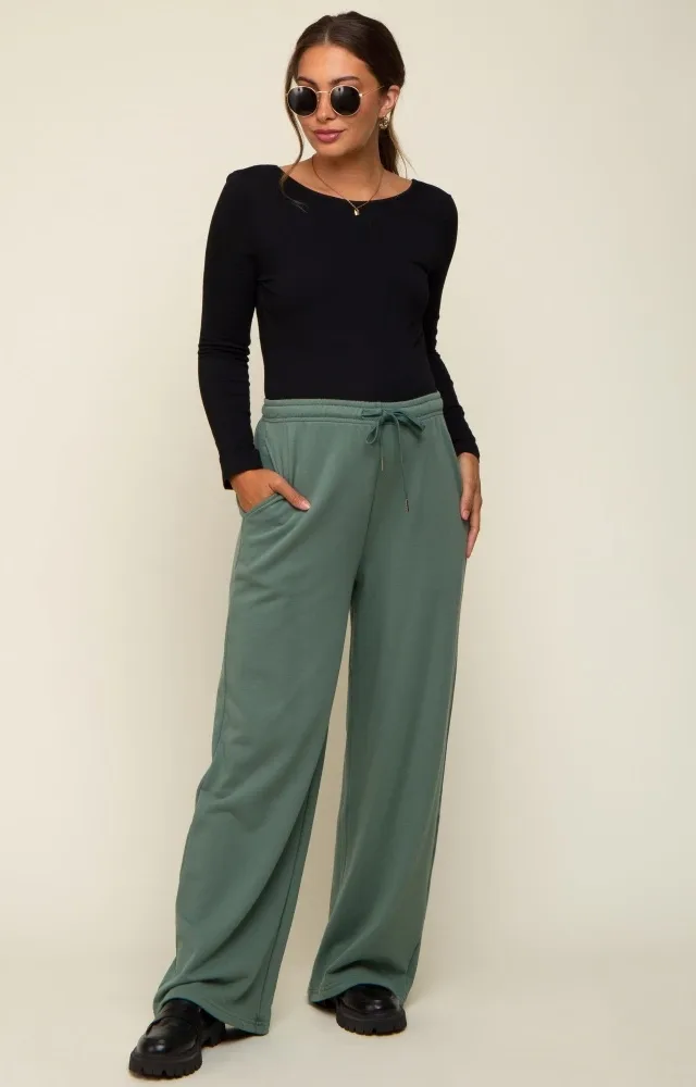 Olive Wide Leg Maternity Joggers