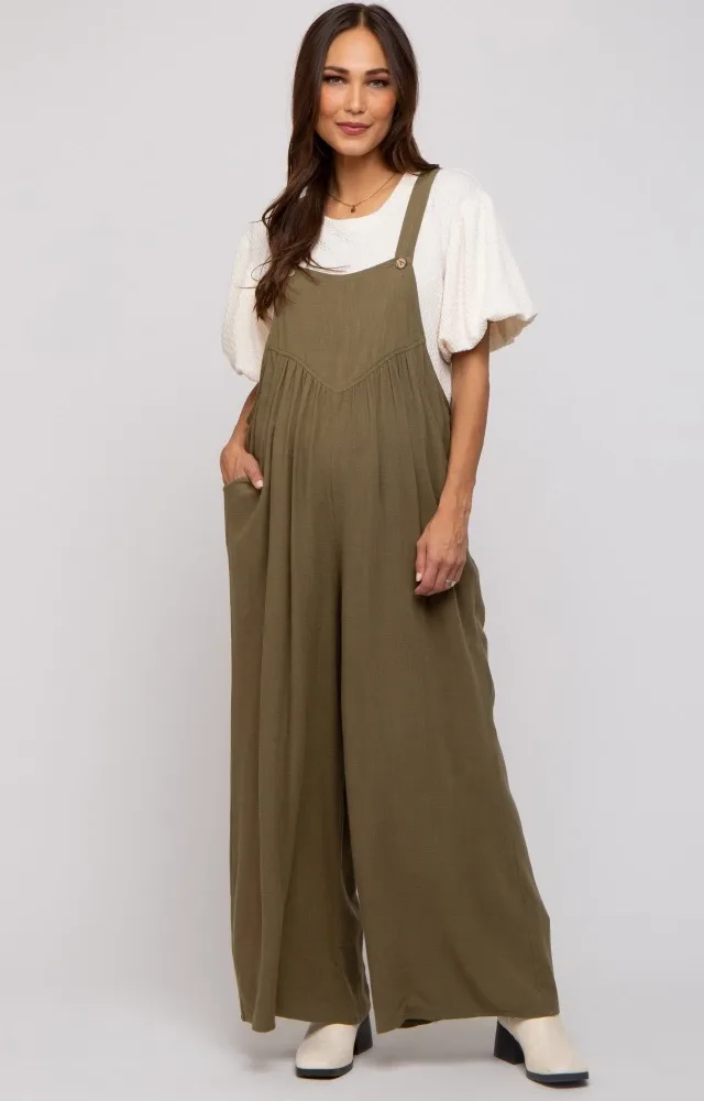 Olive Wide Leg Maternity Overall