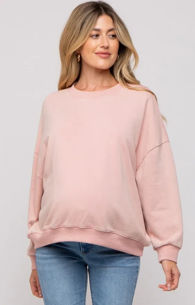 Pink Dropped Shoulder Maternity Sweatshirt