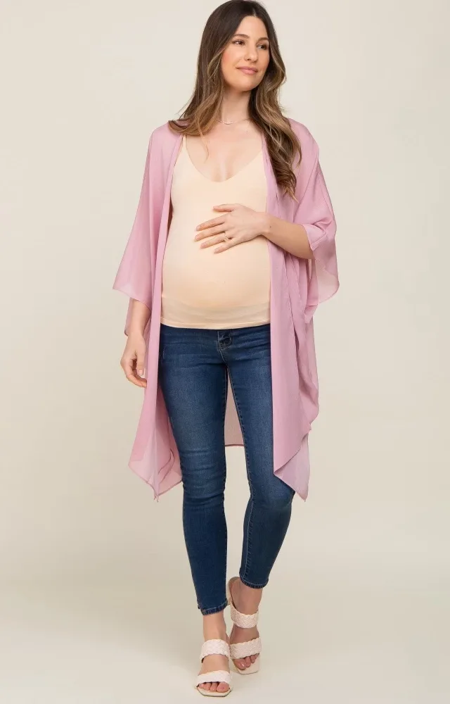 Pink Lightweight Side Slit Maternity Coverup