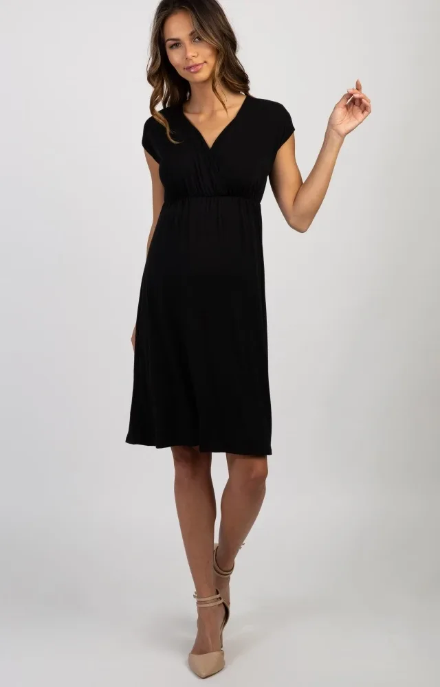 Pinkblush Black Draped Maternity/Nursing Dress