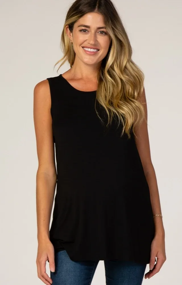 Pinkblush Black Overlay Maternity/Nursing Tank