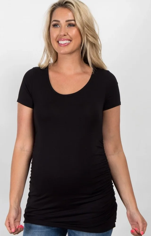 Pinkblush Black Ruched Maternity Top