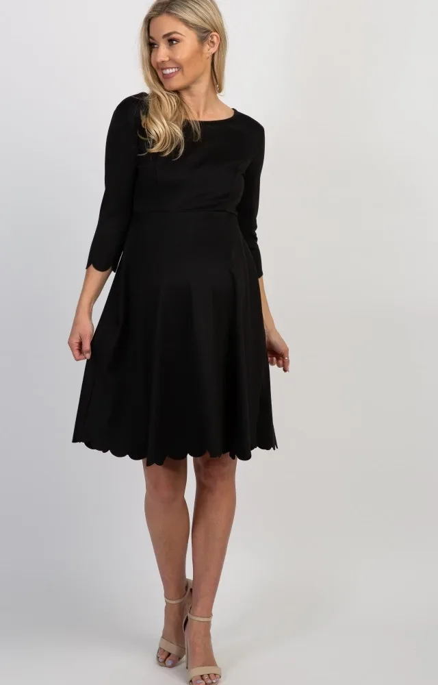 Pinkblush Black Scalloped Maternity Dress