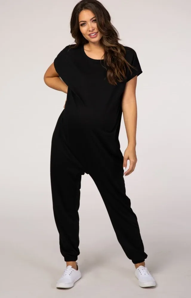 Pinkblush Black Short Sleeve Maternity Jumpsuit