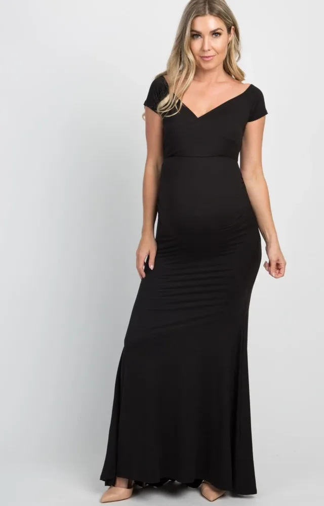 Pinkblush Black Wrap Maternity Photoshoot Gown