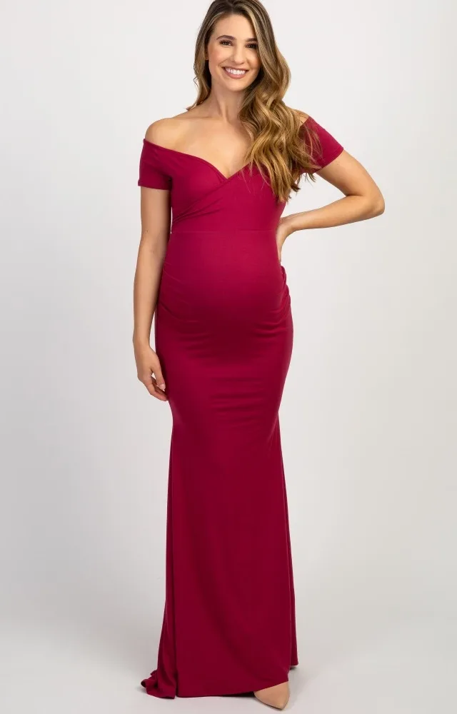 Pinkblush Burgundy Maternity Photoshoot Gown