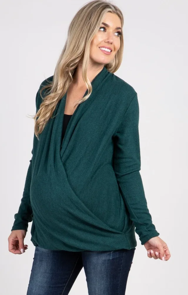 Pinkblush Green Draped Wrap Maternity Nursing Top