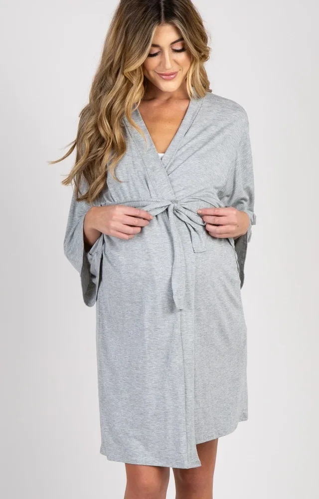 Pinkblush Grey Delivery/Nursing Maternity Robe