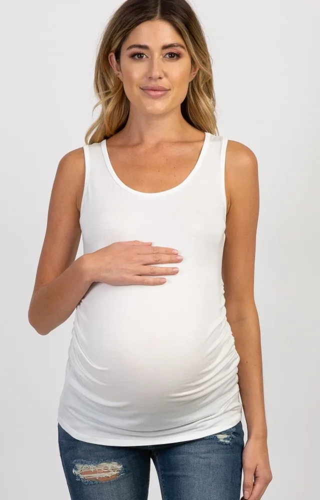 Pinkblush Ivory Ruched Maternity Tank Top