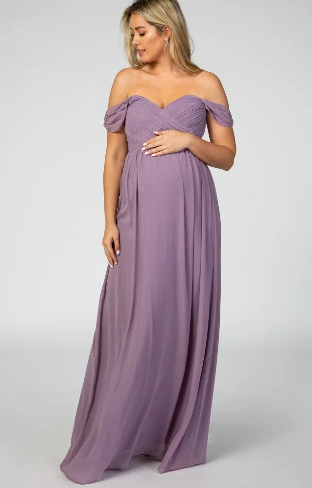 Pinkblush Lavender Chiffon Maternity Dress