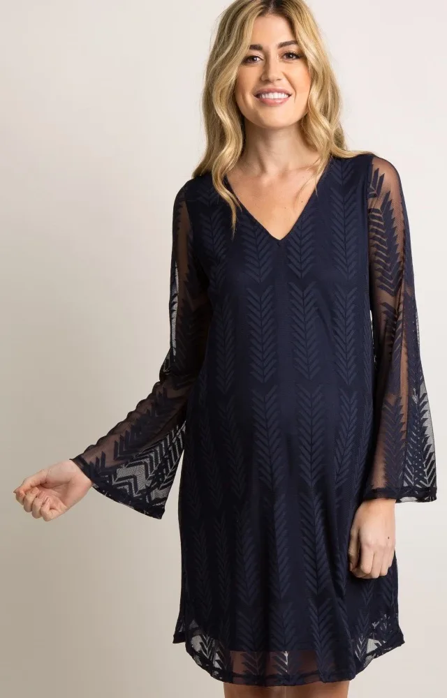 Pinkblush Navy Overlay Maternity Dress