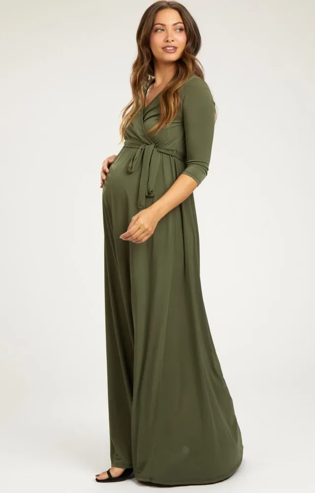 Pinkblush Olive Draped Maternity Maxi