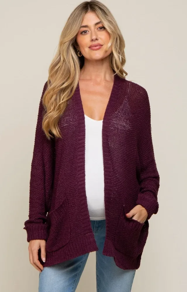 Plum Cuff Sleeve Maternity Cardigan