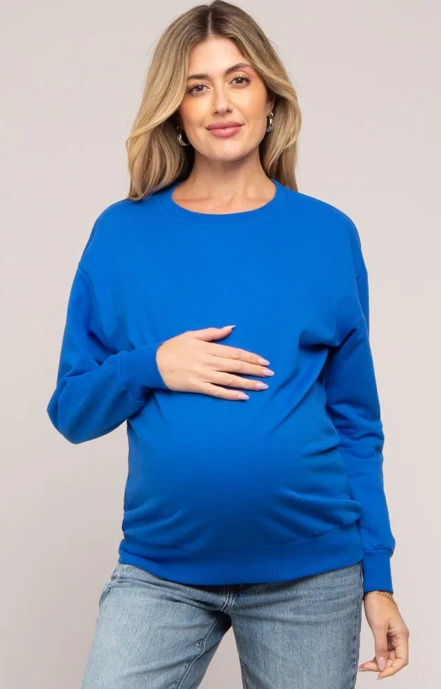 Royal Blue Pullover Maternity Sweatshirt