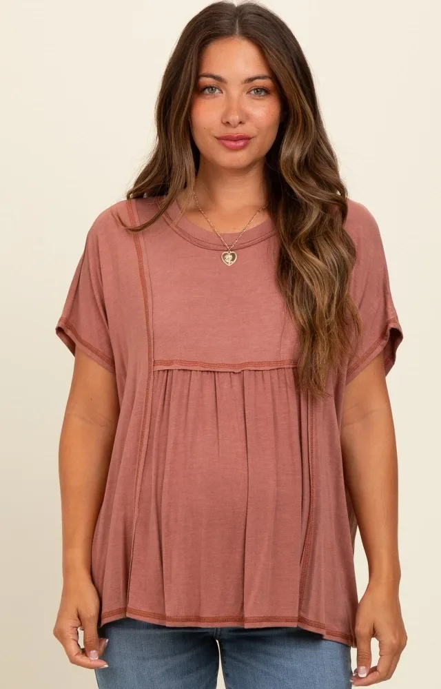 Rust Flutter Sleeve Maternity Top