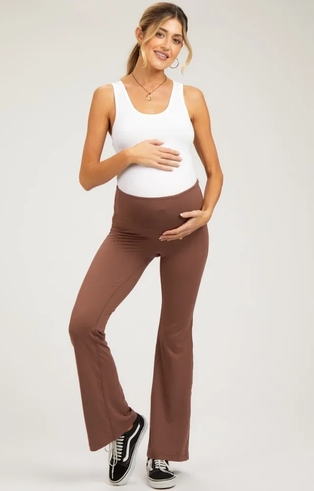 Rust Maternity Flared Leggings