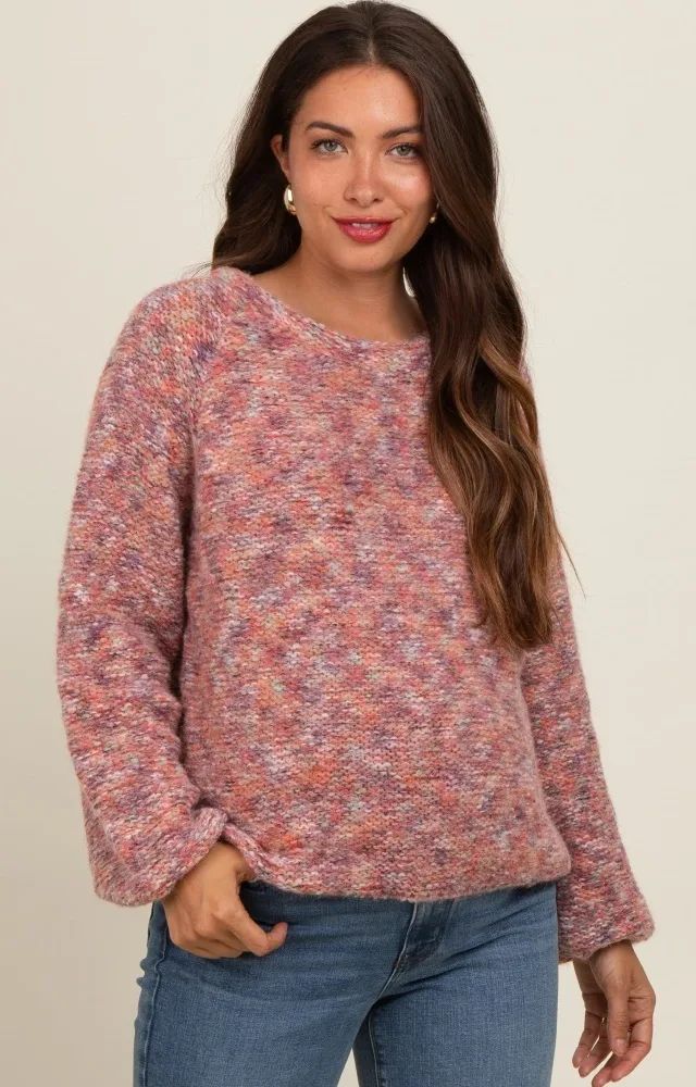 Rust Multi-Colored Maternity Sweater