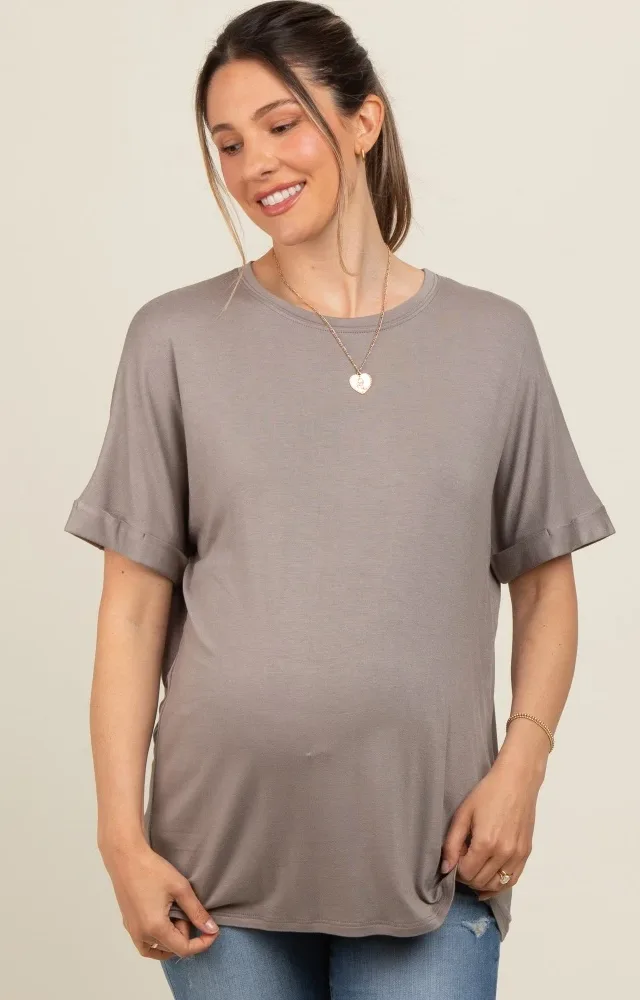 Taupe Relaxed Fit Maternity T-Shirt