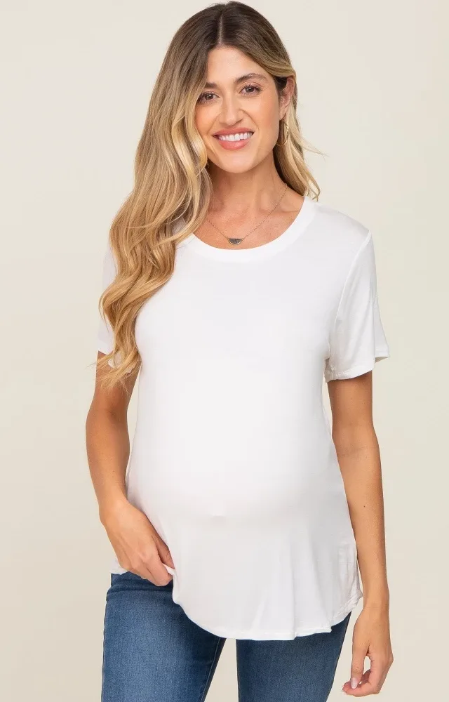 White Basic Maternity Tee