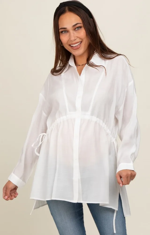 White Slouchy Long Sleeve Maternity Top