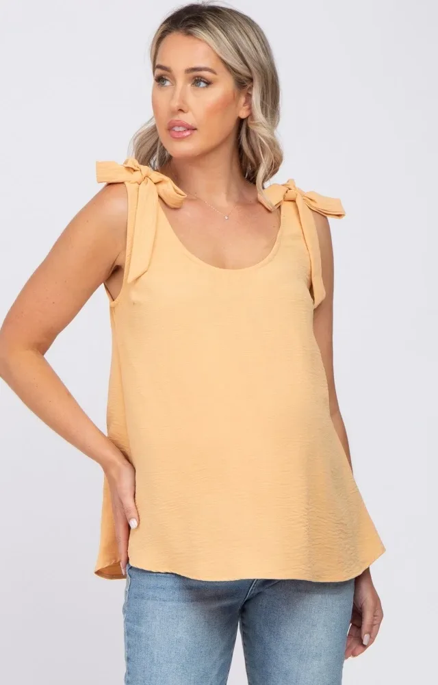 Yellow Shoulder Bow Maternity Tank Top