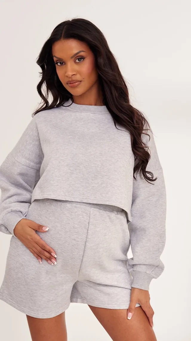 Maternity Ash Grey Oversized Elasticated Sweatshirt