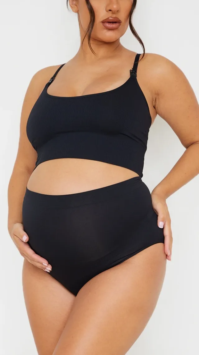 Maternity Black Bump Support Seamless Panties